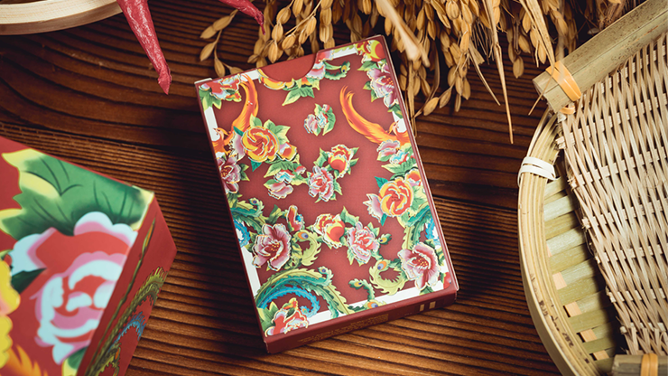 74732 alt1.png Phoenix and Peony (Red) Playing Cards by Bacon Playing Card Company