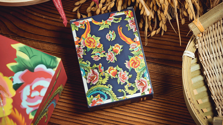 74733 alt1.png Phoenix and Peony (Blue) Playing Cards by Bacon Playing Card Company