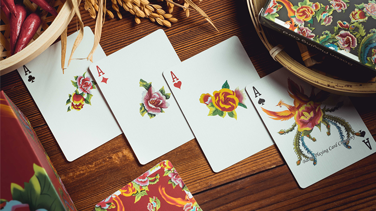 74733 alt3.png Phoenix and Peony (Blue) Playing Cards by Bacon Playing Card Company