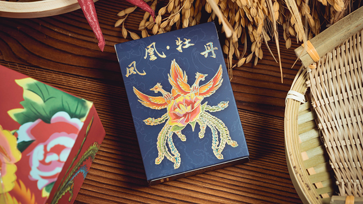 74733 full.png Phoenix and Peony (Blue) Playing Cards by Bacon Playing Card Company