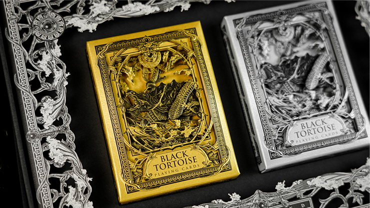 76716 alt1.png Black Tortoise Black Gold Box Set by Ark Playing Cards