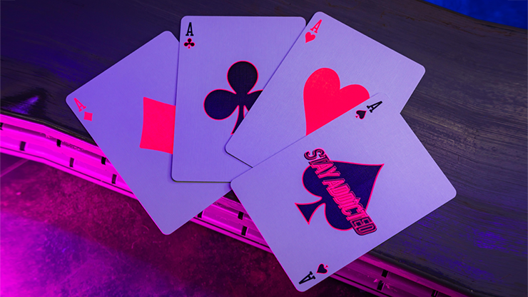 76865 alt3.png Bicycle Star-Fire Pink Neon Playing Cards