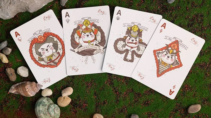77150 alt5.png Samurai Otter Playing Cards - Hono Edition (Standard red) Playing Cards