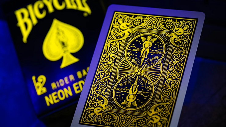 79638 alt4.png Bicycle Neon Rider Back Yellow-Starburst Deck Playing Cards