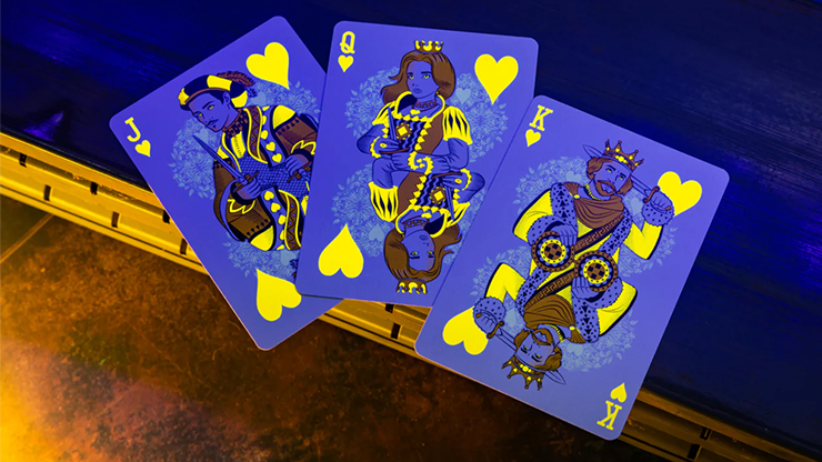 79638 alt5.png Bicycle Neon Rider Back Yellow-Starburst Deck Playing Cards